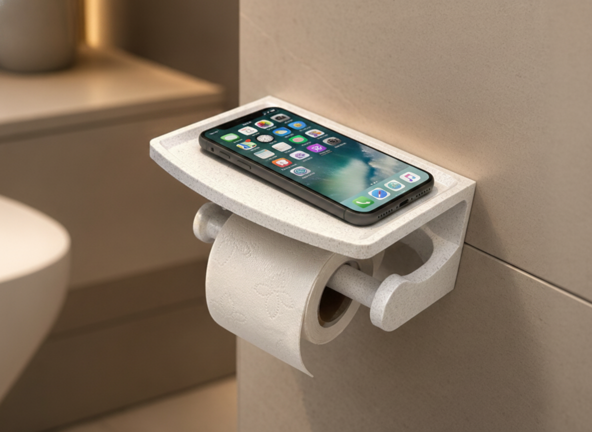 Soporte de Papel Higiénico con Bandeja para Teléfono