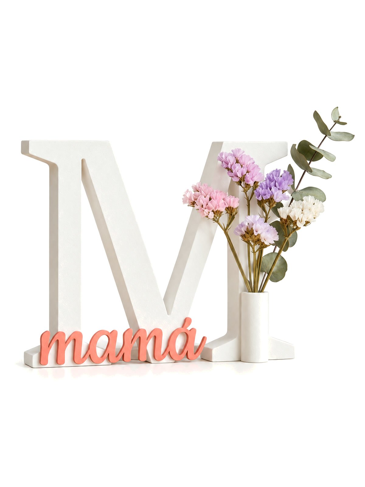 Letra M Decorativa Mamá con Florero Regalo Día de la Madre