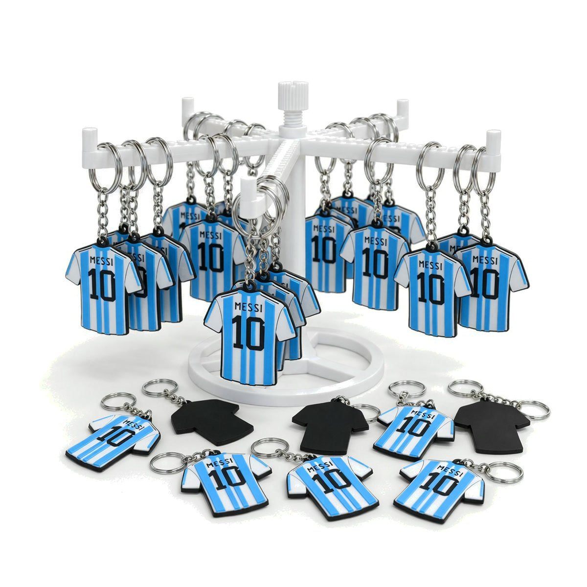 Llaveros Camiseta Argentina Messi Pack x50 + Exhibidor de Regalo - foto 1