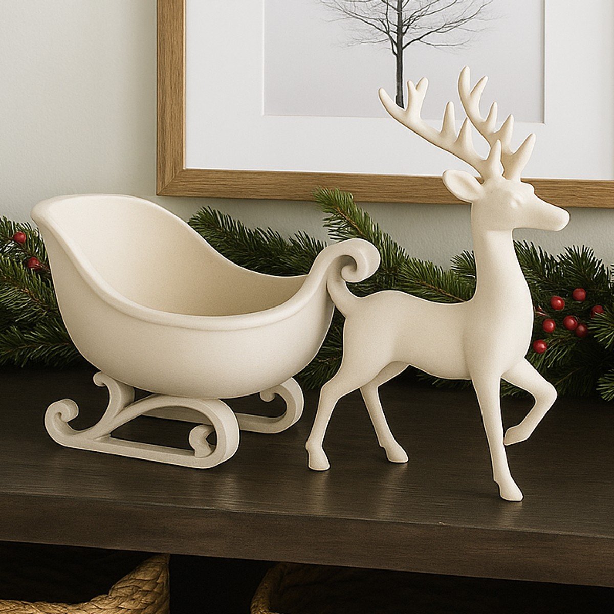 Centro de Mesa Navideño Trineo con Reno Decorativo - foto 2