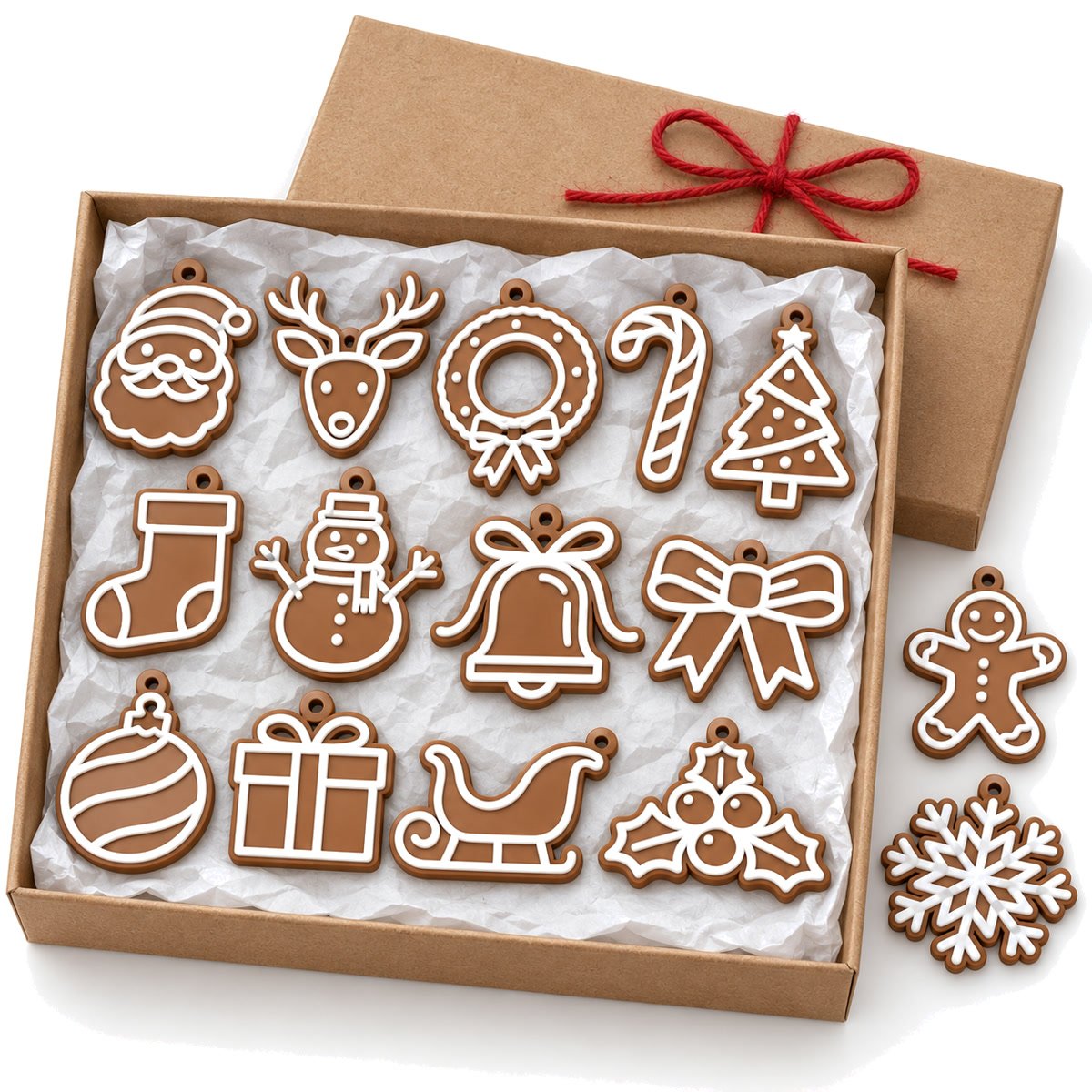 Set 15 Adornos Navideños para Árbol Galletita de Jengibre