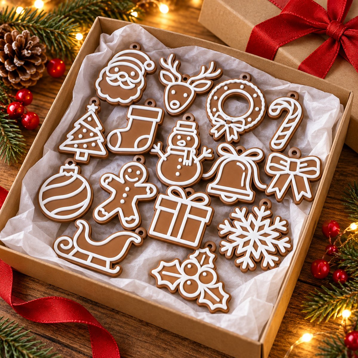 Set 15 Adornos Navideños para Árbol Galletita de Jengibre - foto 4