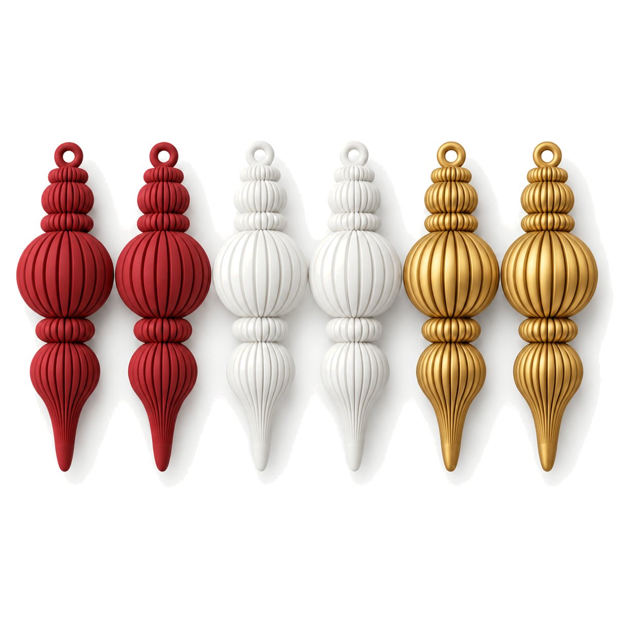 Pack x6 Adornos Navideños Gota Acanalados para el Árbol 12 cm - foto 1