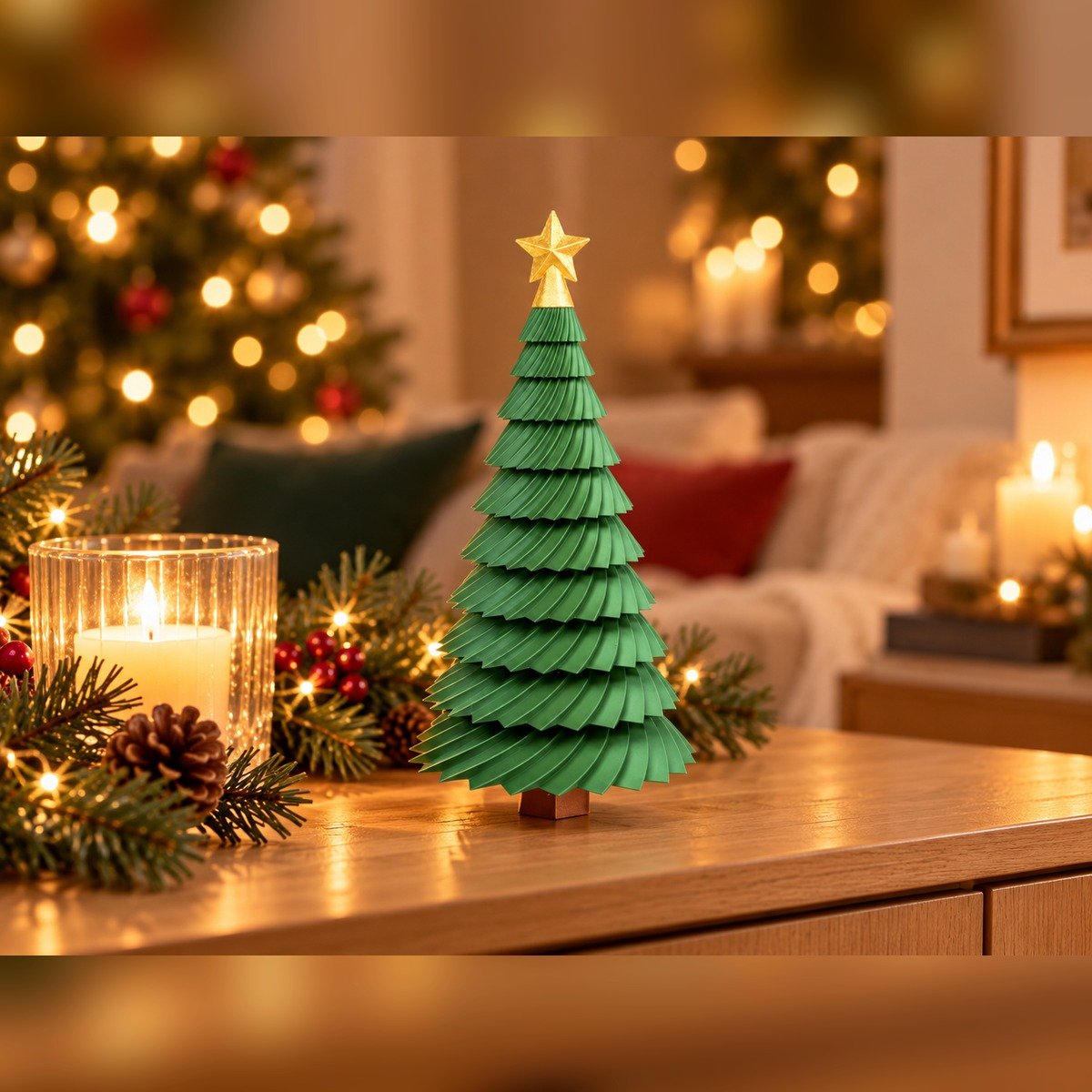 Árbol de Navidad Decorativo Plisado Verde - foto 2