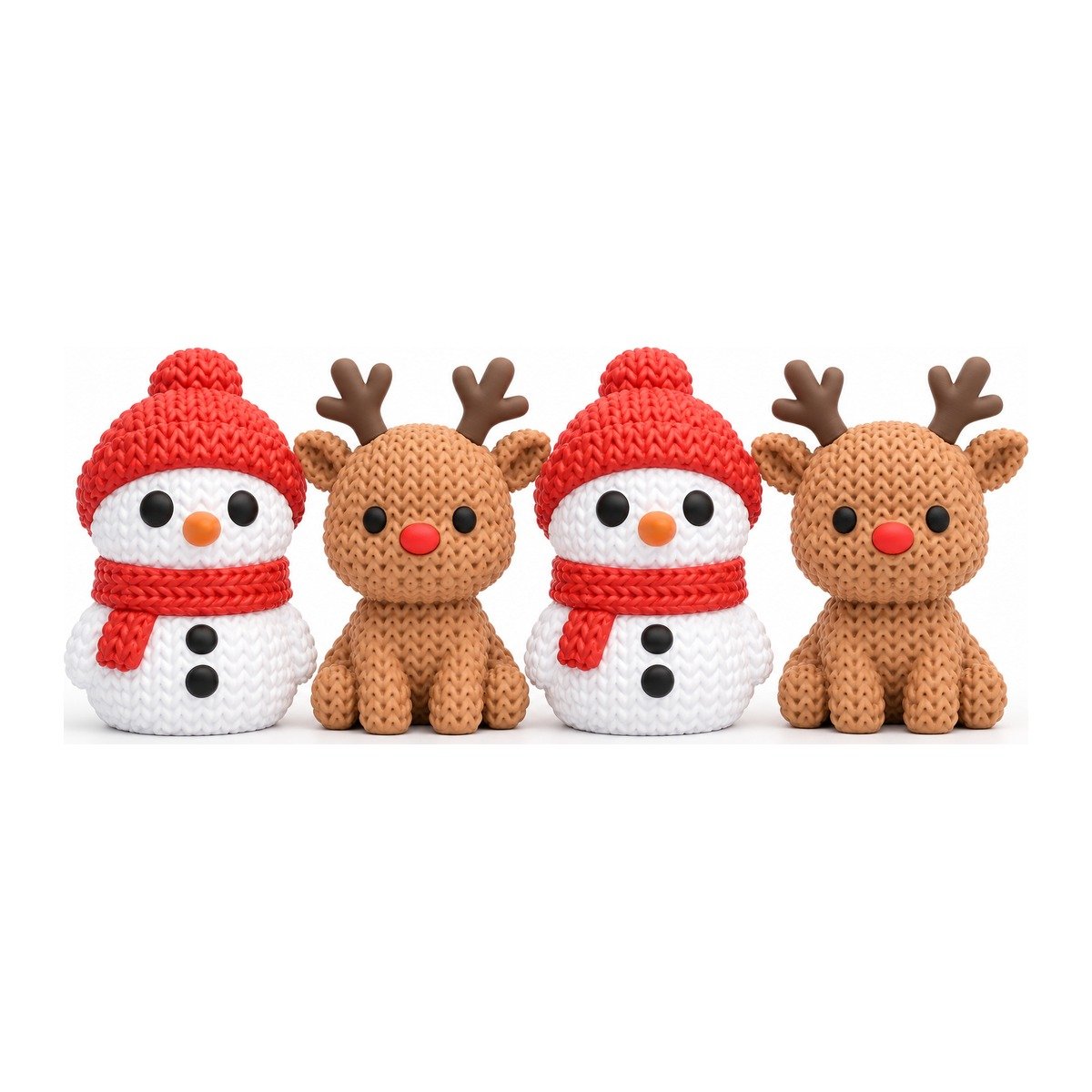 Set 4 Figuras Navideñas Tejidas Muñeco de Nieve y Reno - foto 1