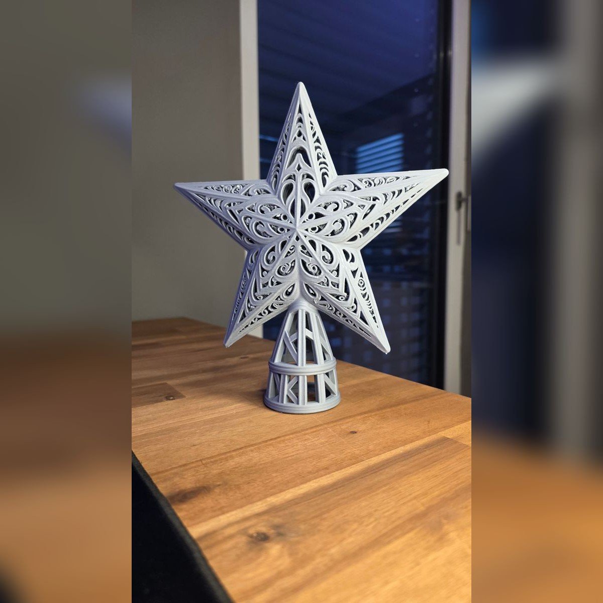 Estrella Punta de Árbol de Navidad Calada 22 cm - foto 2