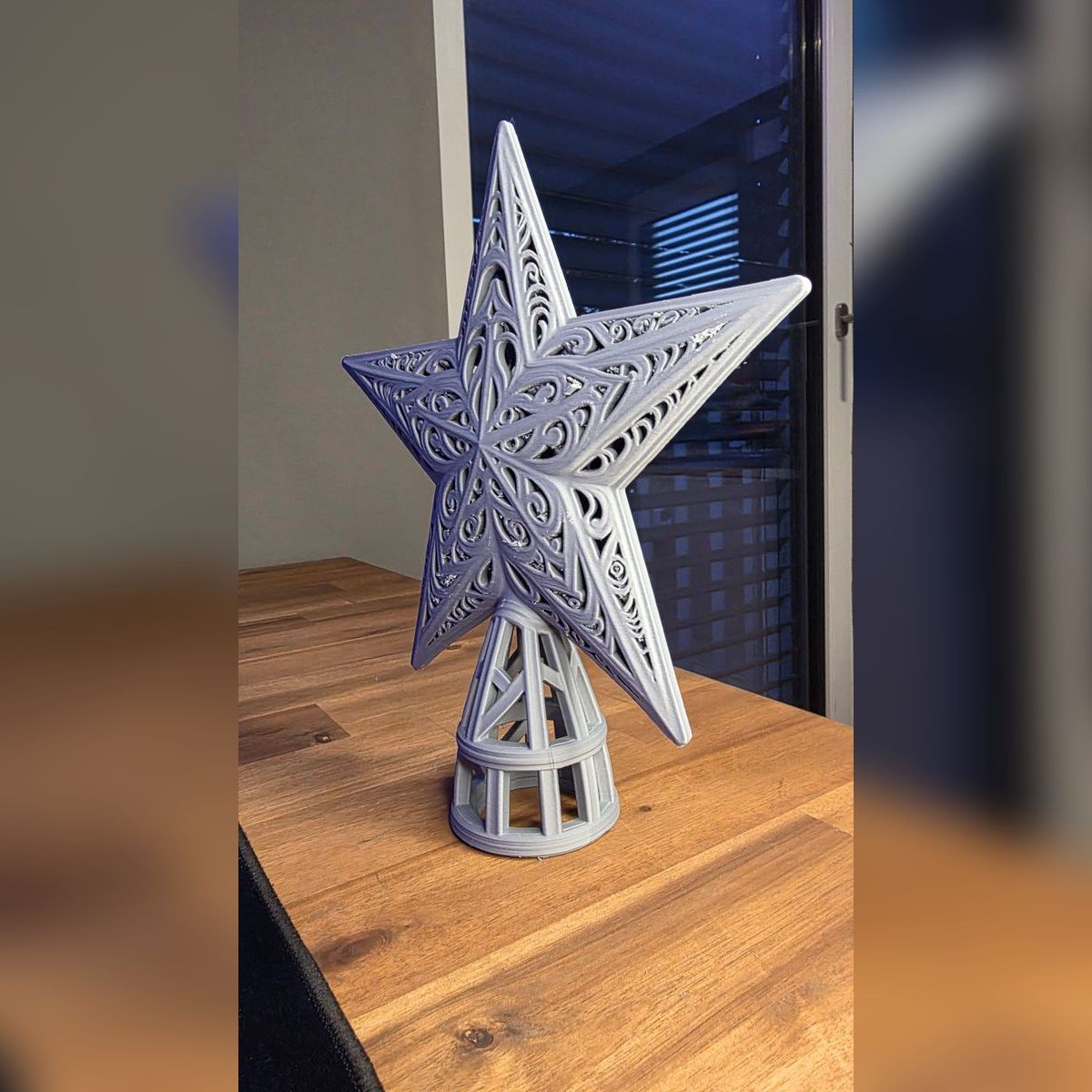 Estrella Punta de Árbol de Navidad Calada 22 cm - foto 4
