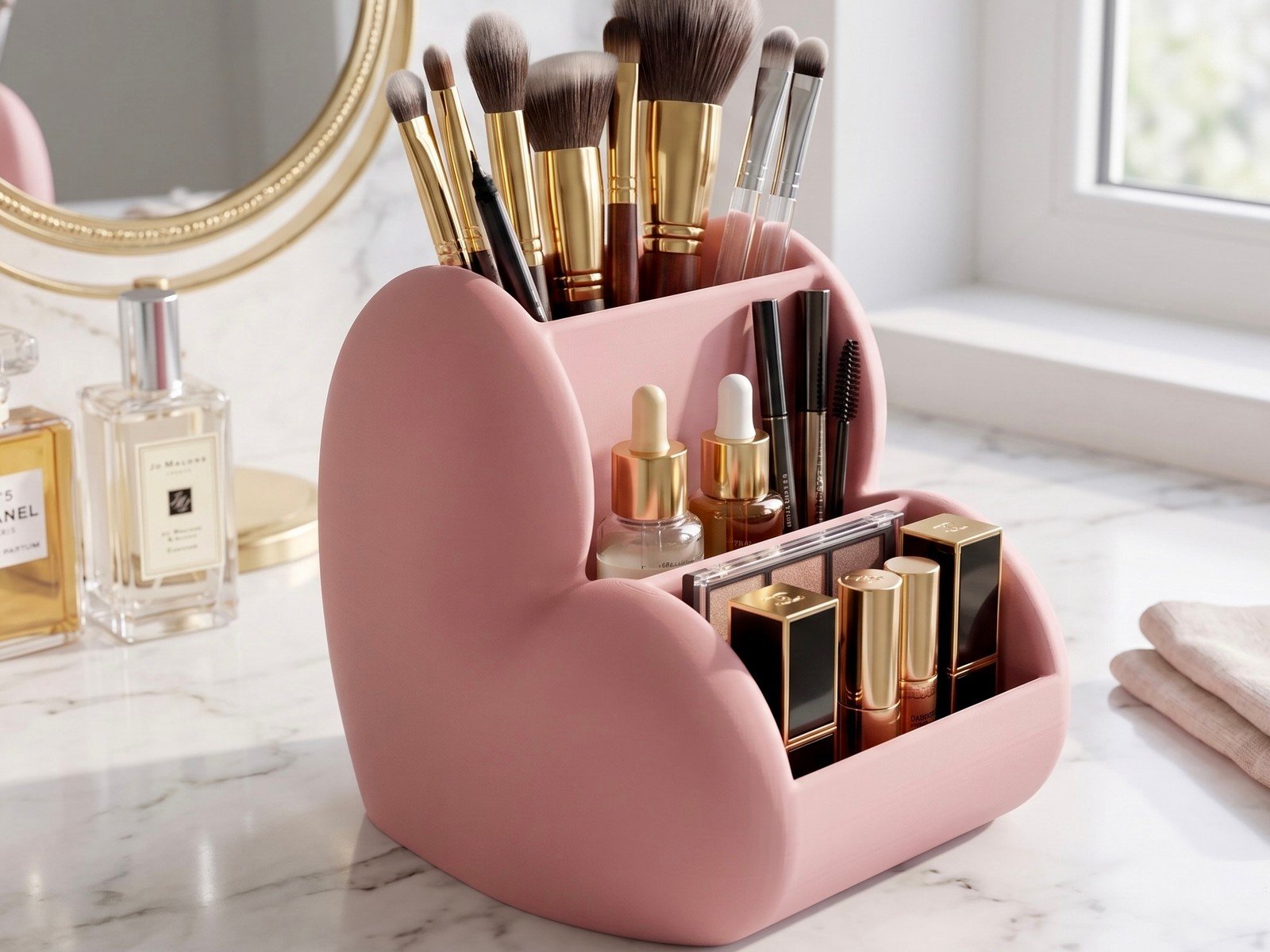 Organizador de Maquillaje y Escritorio Corazón Rosa - foto 3