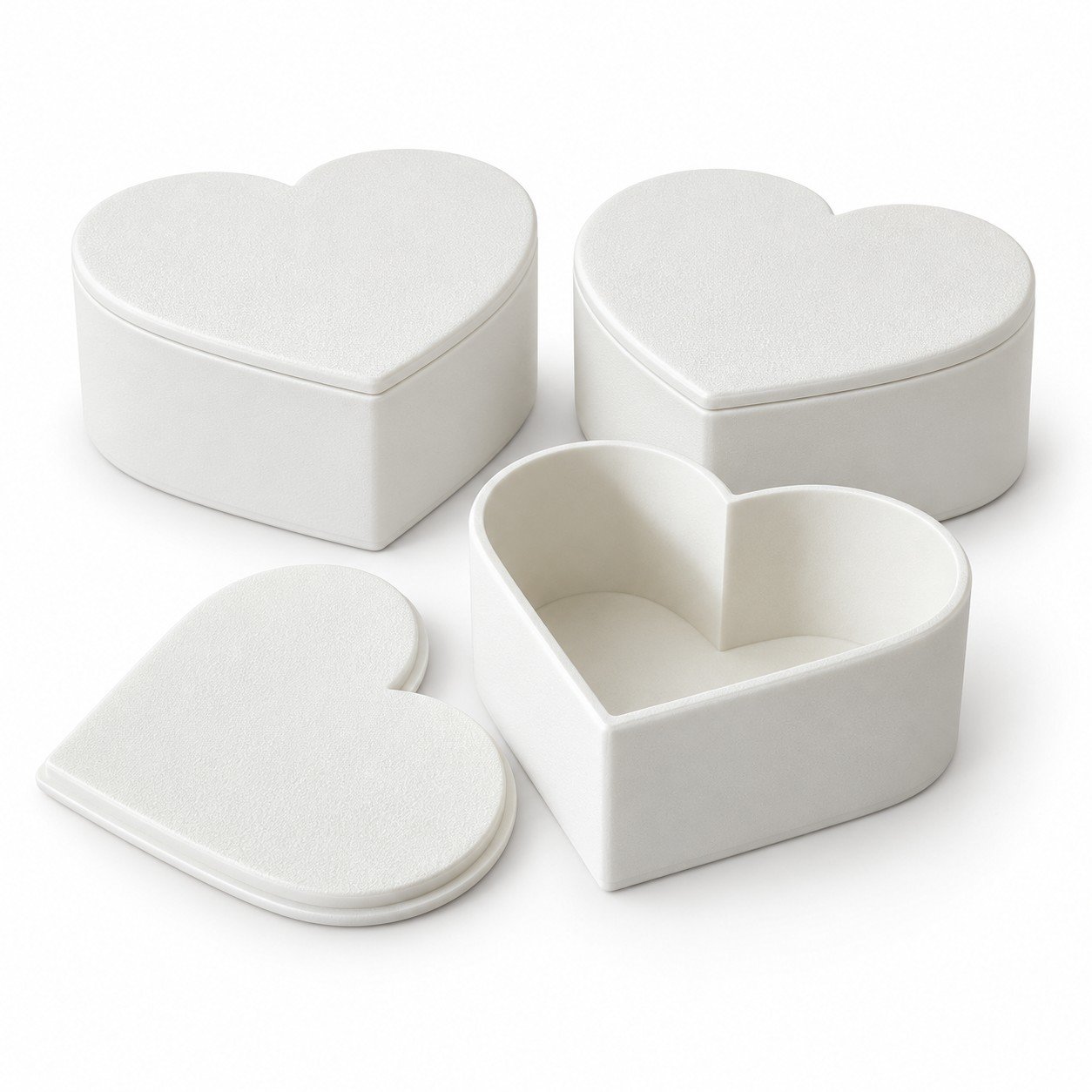 Pack x3 Cajas Corazón con Tapa para Regalo Blancas