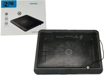 Base Para Notebook N19 1xcooler140mm Silencioso Color Azul Cable Usb 30cm De 12 A 17 Pulgadas 32.5x25cm