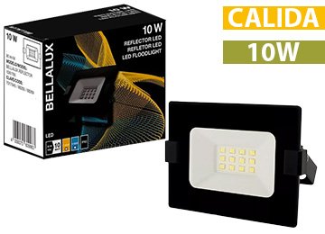 Reflector Led Bellalux 10w 830 Calido 220v 800 Lumnes Ip65/ik06 Equivalente 50w Negro