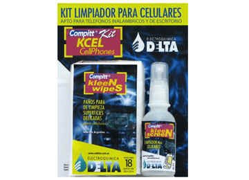 Kit Limpia Celulares Telefonos Tablet Delta Compitt Kcel 60cc + 4 Panos 30x30