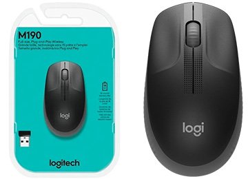 Mouse Logitech M190 Inalambrico Negro Con Gris