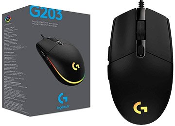 Mouse Logitech G203 Lightsync Rgb 200 A 8000dpi 1ms Arm 32bits Velocidad Maxima 300 Ips Lente Optico 6 Botones Negro