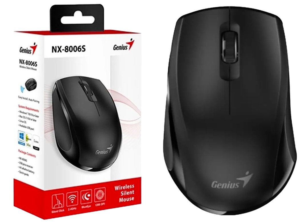 Mouse Genius Nx-8006s 1200dpi Incluye Pila Aa Negro Inalambrico