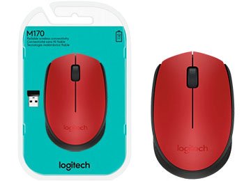 Mouse Logitech M170 Inalambrico Usa 1 Pila Aa Incluida Rojo