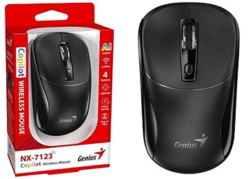 Mouse Genius Nx-7123 Usb 4 Botones 1200dpi Usa 1xaa Incluida Inalambrico Negro