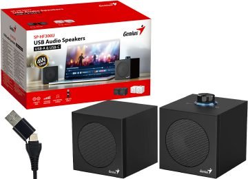 Parlantes Genius Sp-hf300u Usb 4w Control De Volumen Negro Se Alimenta Por Usb Tipo C O Usb Tipo A - Digital Solo Usb Sin Plug