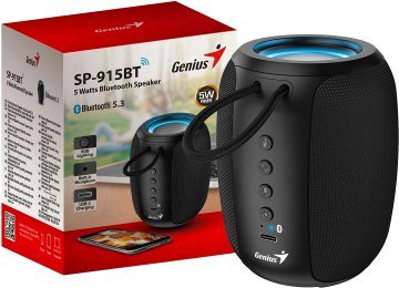 Parlante Genius Sp-915bt Bluetooth 5.3 Rgb Jack 3.5 Bateria 1200mah Potencia 5w Microfono Manos Libres Incluye Cable Tipo C Negro