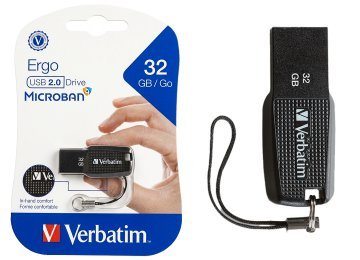 Pendrive 32gb Verbatim Ergo Microban Usb 2.0 Negro