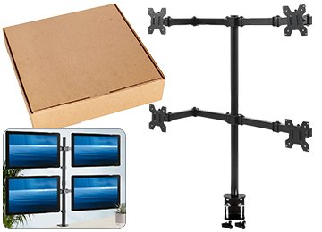 Soporte Cuadruple Brazo 4 Monitor 10 A 32 Pulgadas Vesa 75x75 100x100 Altura Ajustable Maximo 80cm Peso Hasta 10kg Prensa De Precion Doble Movil De Mesa Incluye Tornillos Y Llave Allen