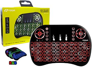 Teclado Noganet Con Touchpad Para Android Tv Inalambrico Bateria Retroiluminado Rgb Incluye Cable De Carga