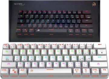 Teclado Netmak Nm-dominate-w Formato 60 Switch Blue Cable Usb Tipo C Incluido Desmontable Mecanico Retroiluminado Gamer - Blanco