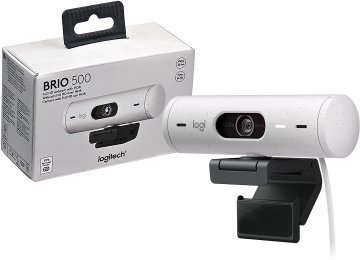 Webcam Logitech Brio 500 4 Mpx 720p 60fps 1080p 30 Fps Full Hd Con Hdr Dual Microfono  Auto Correccion De Iluminacion Cable Usb Tipo C Inlcuye Adaptador A Usb Blanco