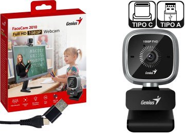 Webcam Genius Facecam 2010 Fhd 1080p 2mp 30fps Microfono 72 Grados De Angulo De Vision Cable 1.5mts Usb Dual Usb Y Usb Tipo C