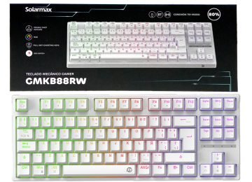 Teclado Solarmax Gmkb88rw Doble Shot Key Anti Ghosting Trimodo Cable 1.5mts Inalambrico Bluetooth Switch Red Rgb Bateria 3000mah 80% 88 Teclas Mecanico Espanol Blanco