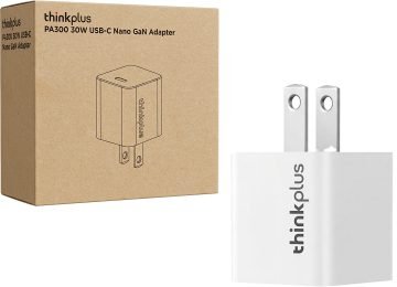 Cargador 220v 5v 9v 12v 15v 20v Usb Tipo C H Lenovo Thinkplus Pa300 30w Carga Rapida Patas Rectas No Incluye Cable Blanco Original